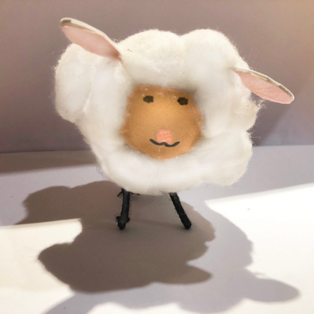 ideas to repurpose eggshells as sheep, glued with cotton